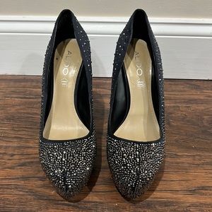 Aldo black rhinestone pumps / stilettos holiday